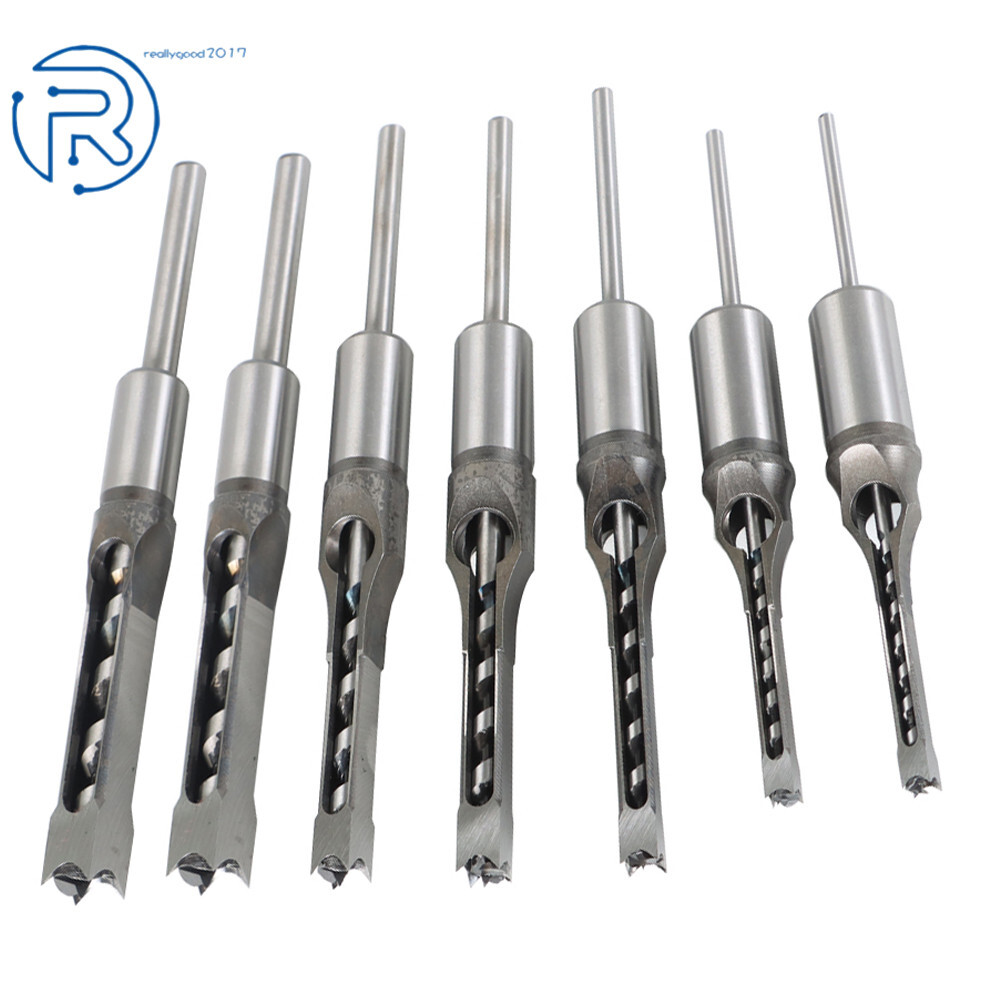 7Pack Square Hole Drill Woodworking Square Hole Tenon High Speed Chisel Bit New