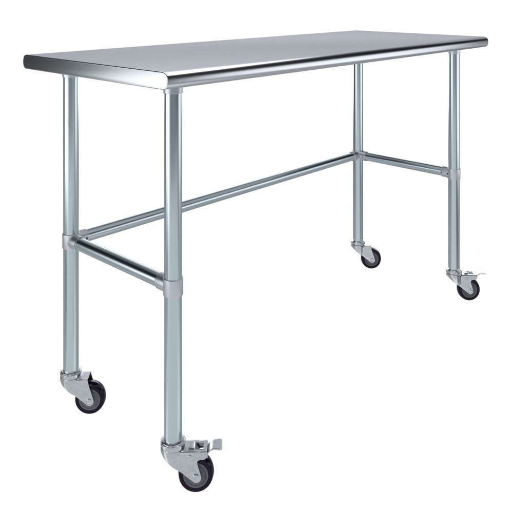 Heavy Duty Stainless Steel Work Table Open Base & Casters