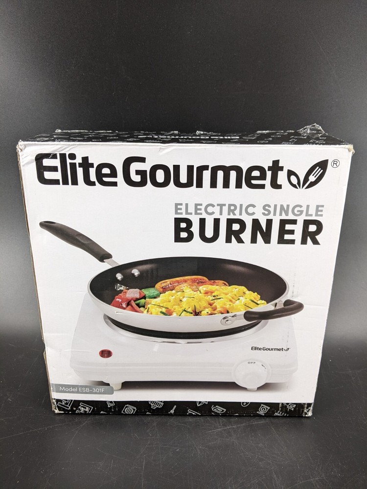 EliteGourmet Electric Single Burner Adjustable Temperature ESB-301F - White