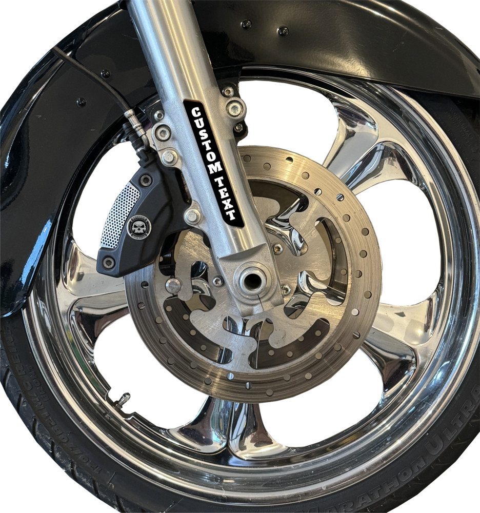 Custom Text Front Fork Reflector Inserts Fits Harley Davidson. Sold in Pairs