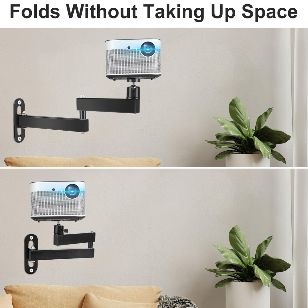 Universal Ceiling Wall Projector Mount 360° Adjustable Foldable Arm Bracket