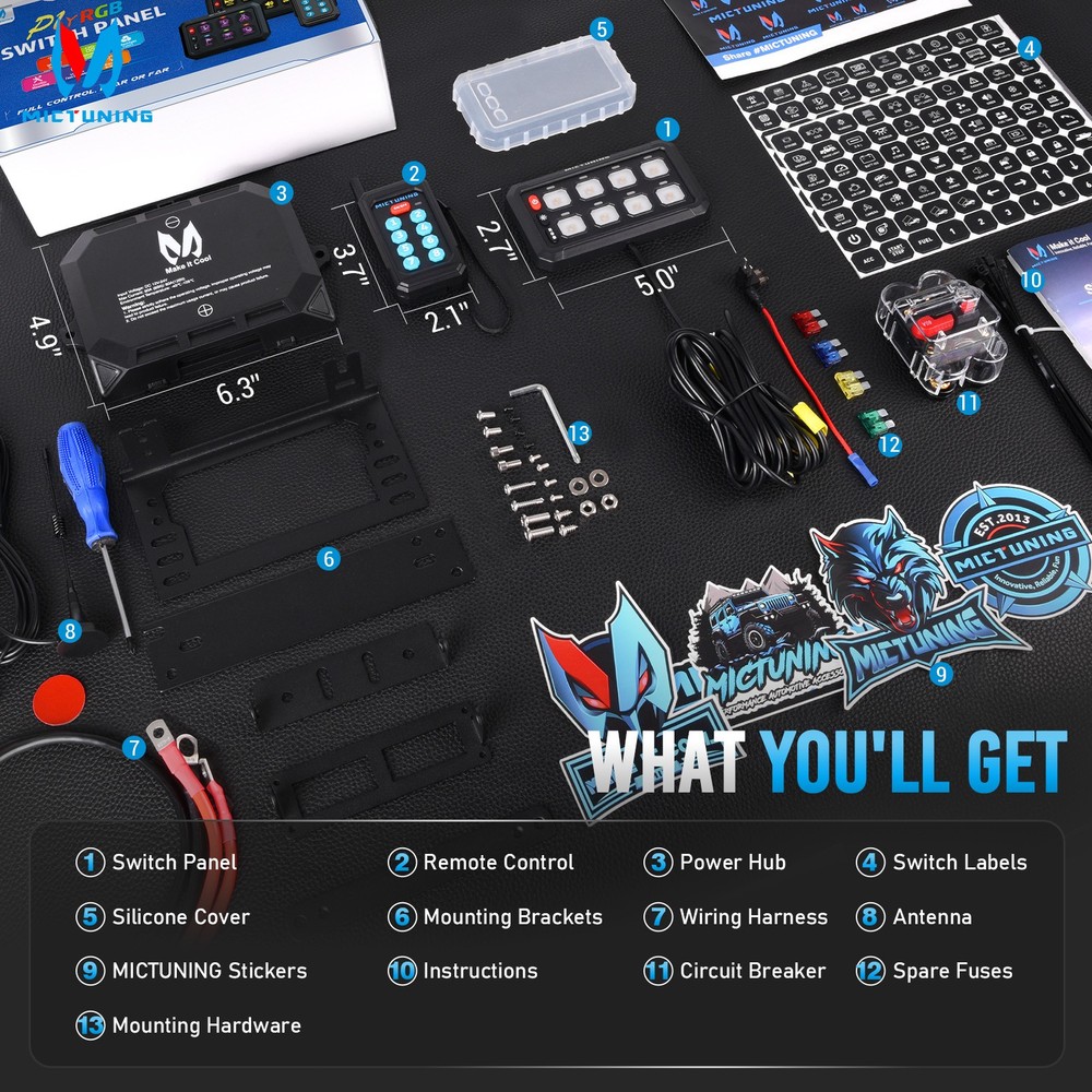 P1Y APP Wireless Remote Switch Panel Toggle Strobe Circuit Relay Control System