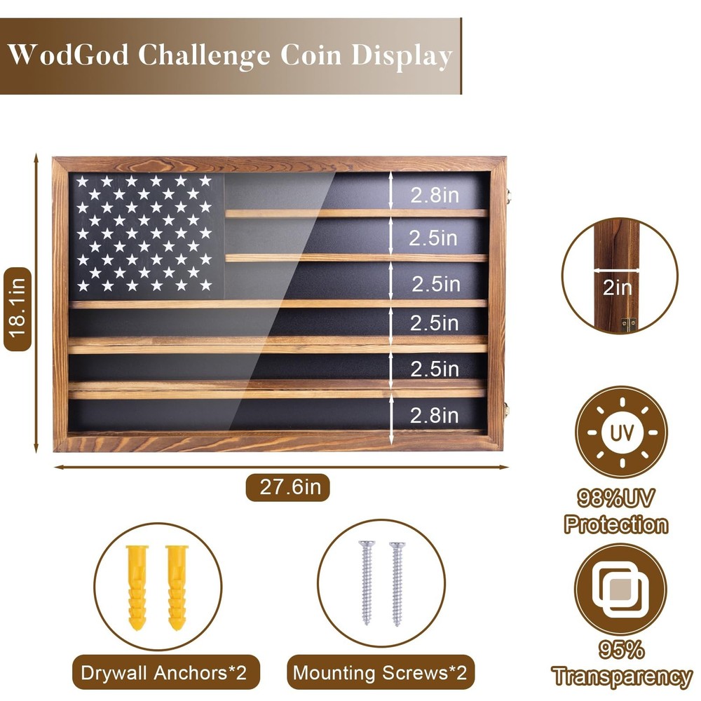 Challenge Coin Display Case – Large Horizontal Wall Mounted Cabinet with A