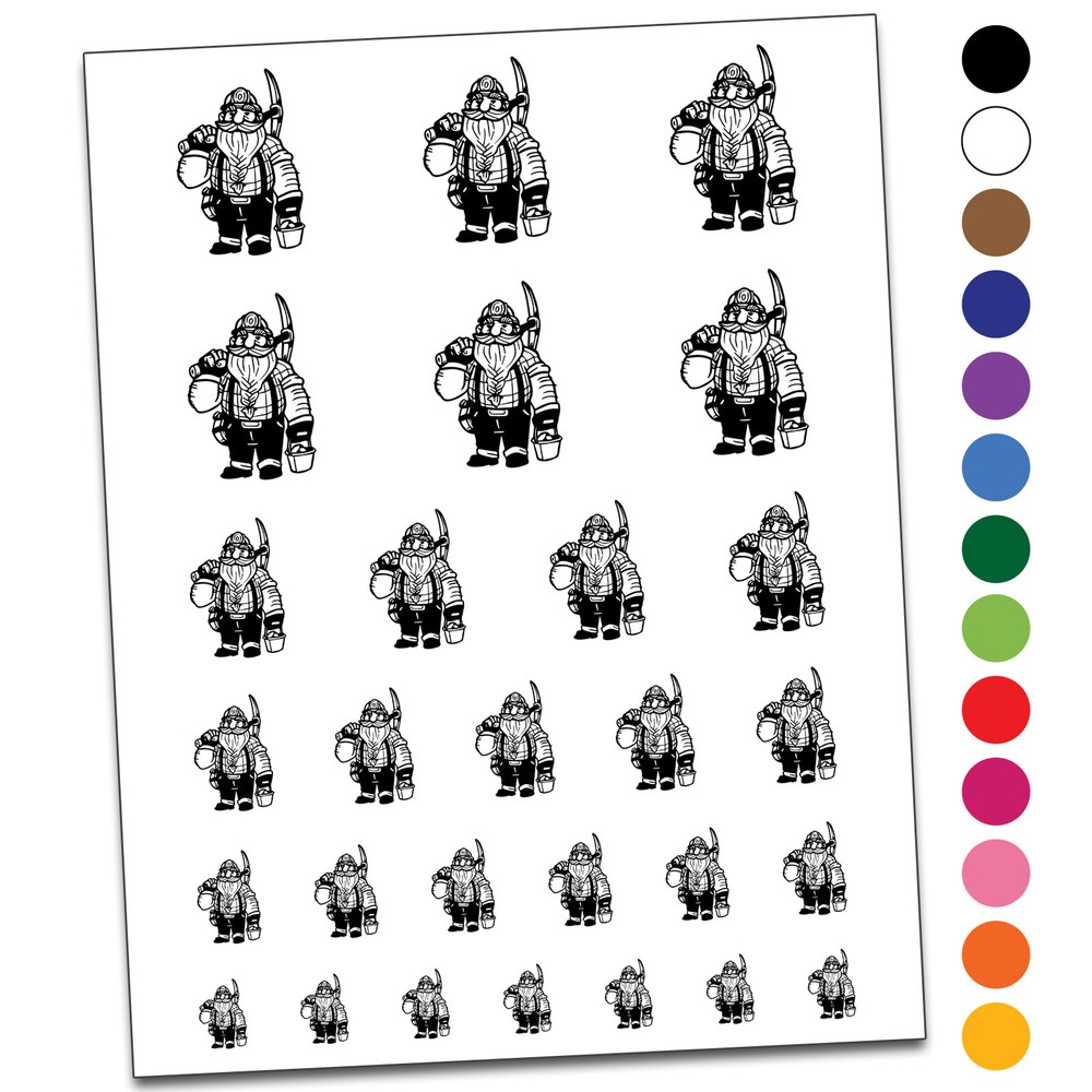 Dwarf Miner with Pickaxe Temporary Tattoo Water Resistant Set
