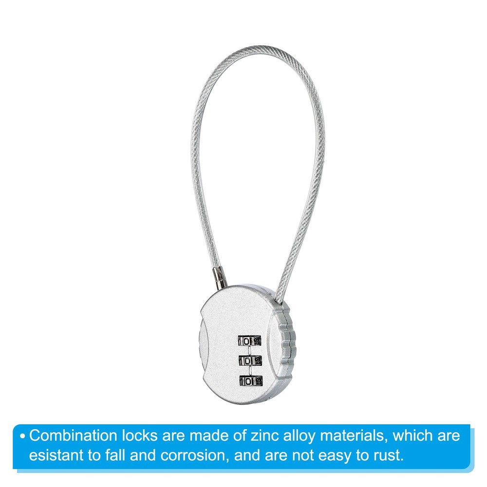 Small Combination Lock 7.8 Inch, 2 Pack 3 Digit Padlock for Locker, Silver Tone