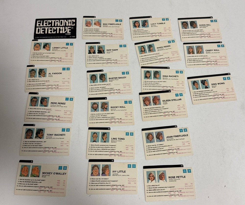 Ideal Electronic Detective Game Vintage Crime Solving Board Game Complete