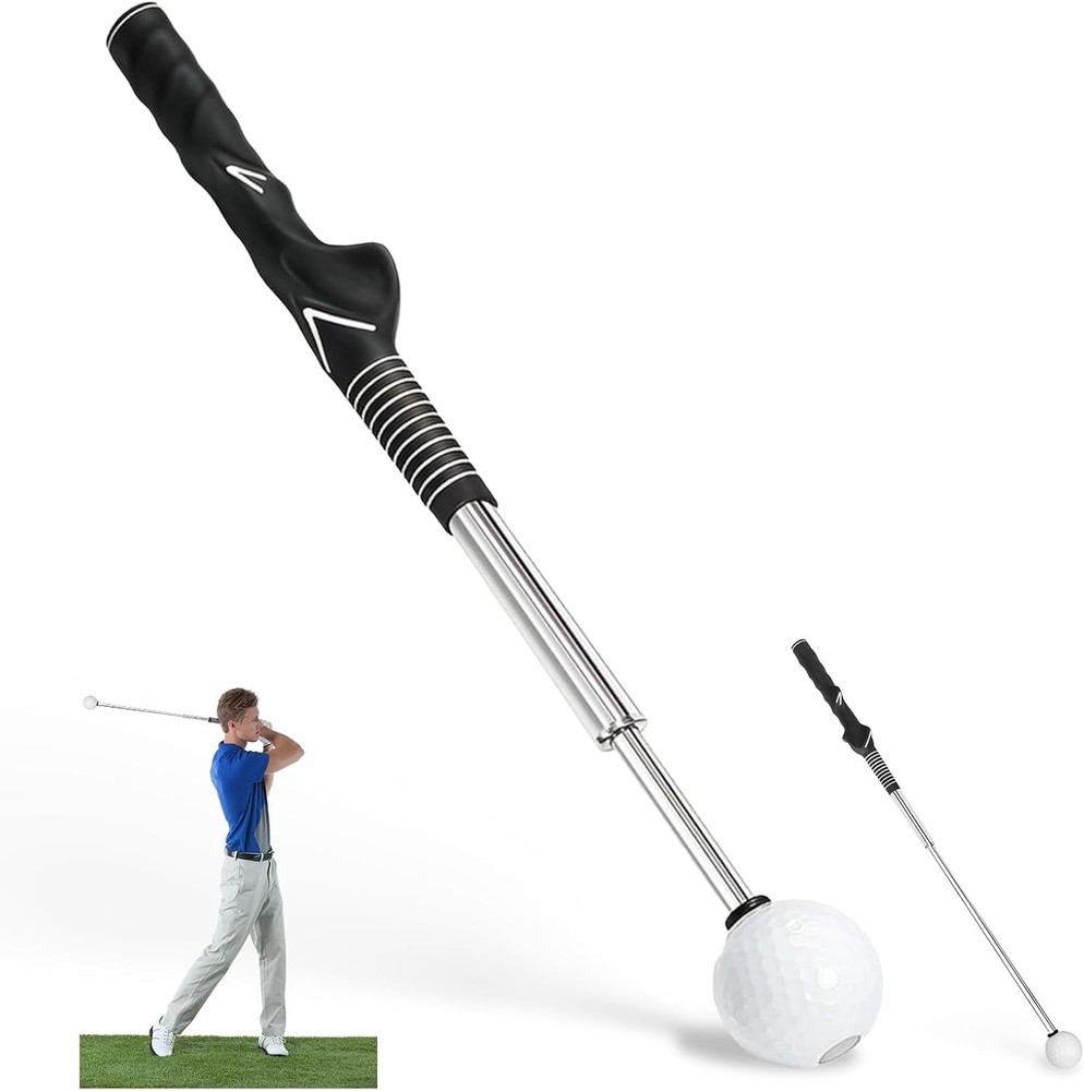 “Retractable Golf Swing Trainer - Golf Training Aid & Grip Trainer”