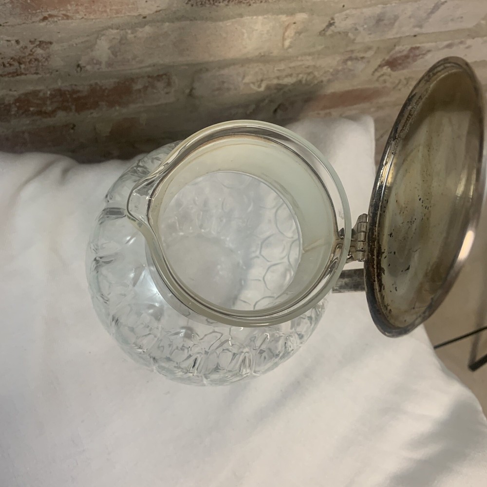 Silver And Glass Vintage Water Lemonade Pitcher