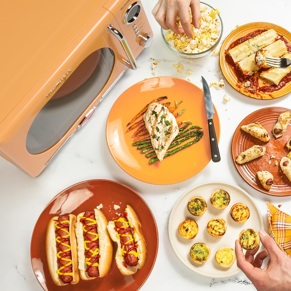 Vintage Microwave & 12-Cup Programmable Coffee Maker with LED Display