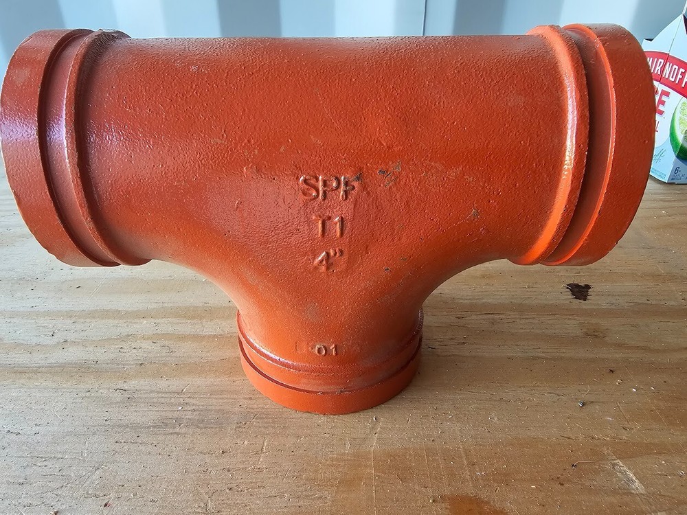 SPF Style ST-1 Straight Tee 4" Grooved End IPS Pipe Size Fitting
