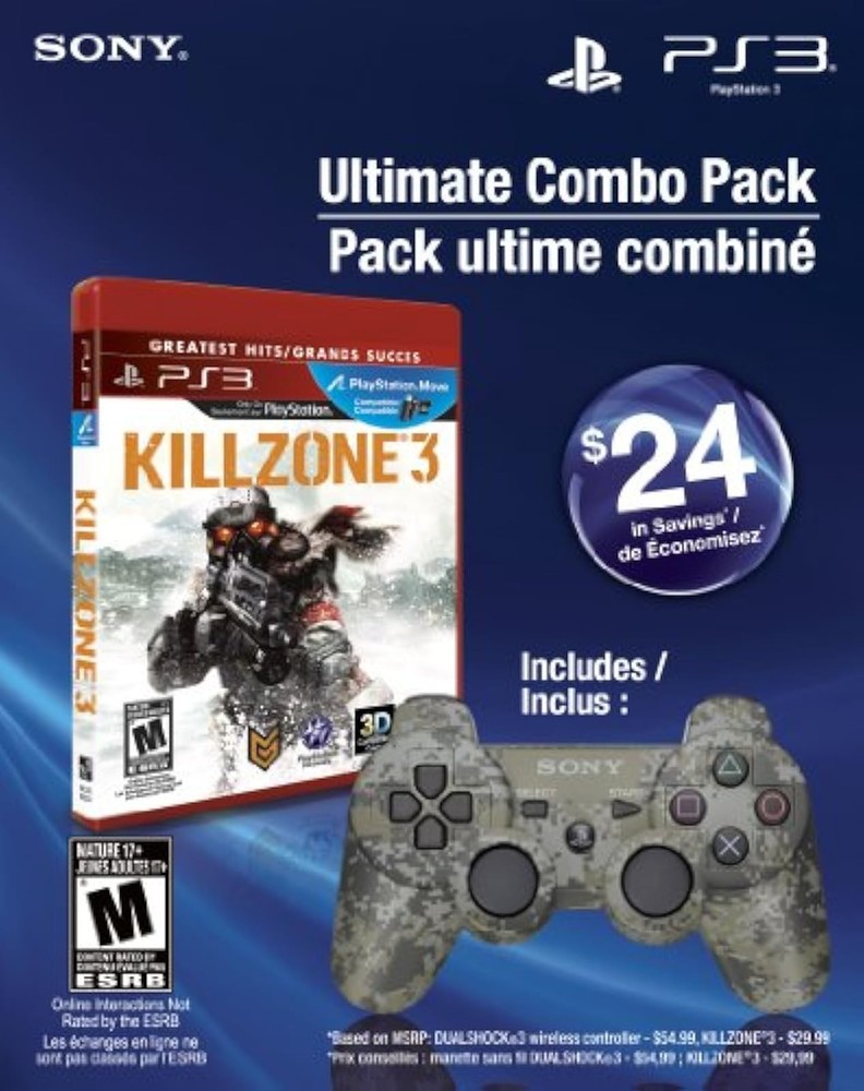 Combo Pack Killzone 3 And DualShock 3 Wireless Controller For PlayStation