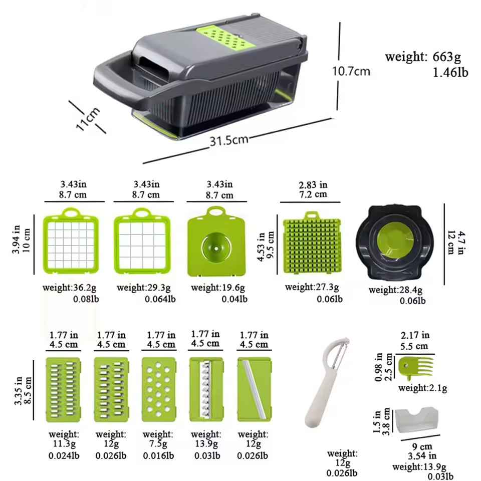 16 in 1 multi-function Manual Kitchen Slicer Chopper potato Vegetable Cutter