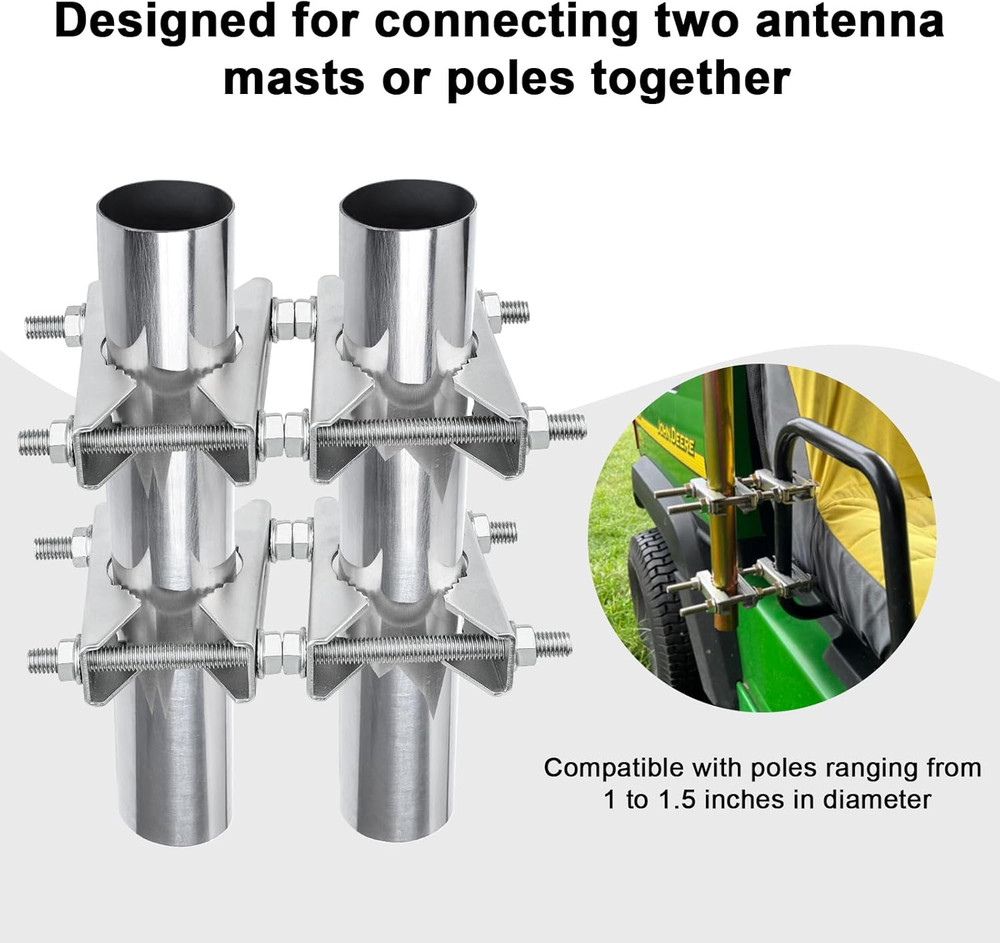 Double Antenna Mast Clamp - Heavy Duty Galvanized Iron Mount for Secure Pole-To-
