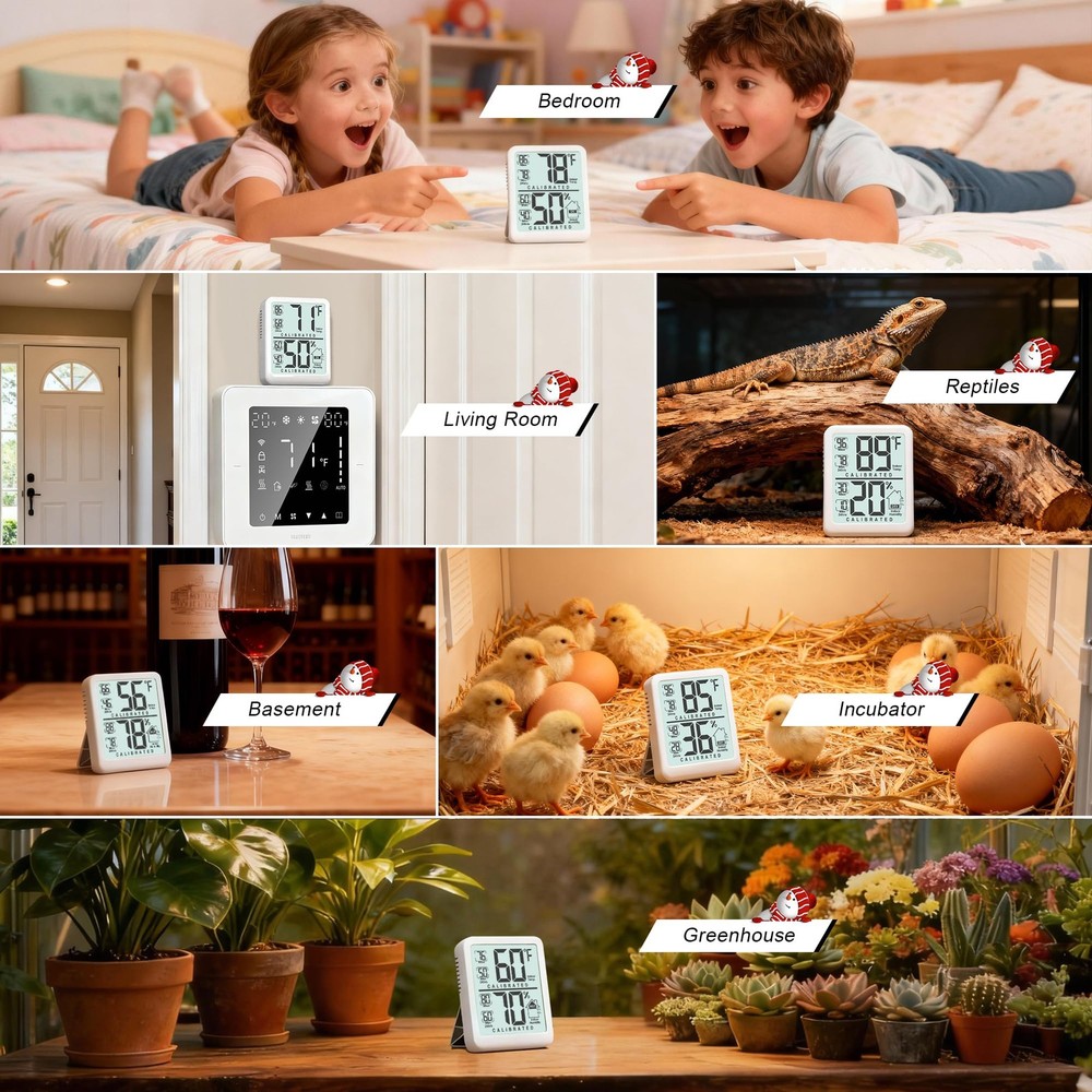 Antonki 2-Pack Room Thermometer, Digital Small 2 Pack, White (New Version)
