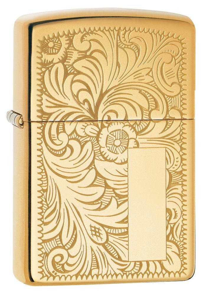 Zippo 352B, Venetian Design, 2-Sided Design, HP Brass Lighter, (PL) Pipe Insert