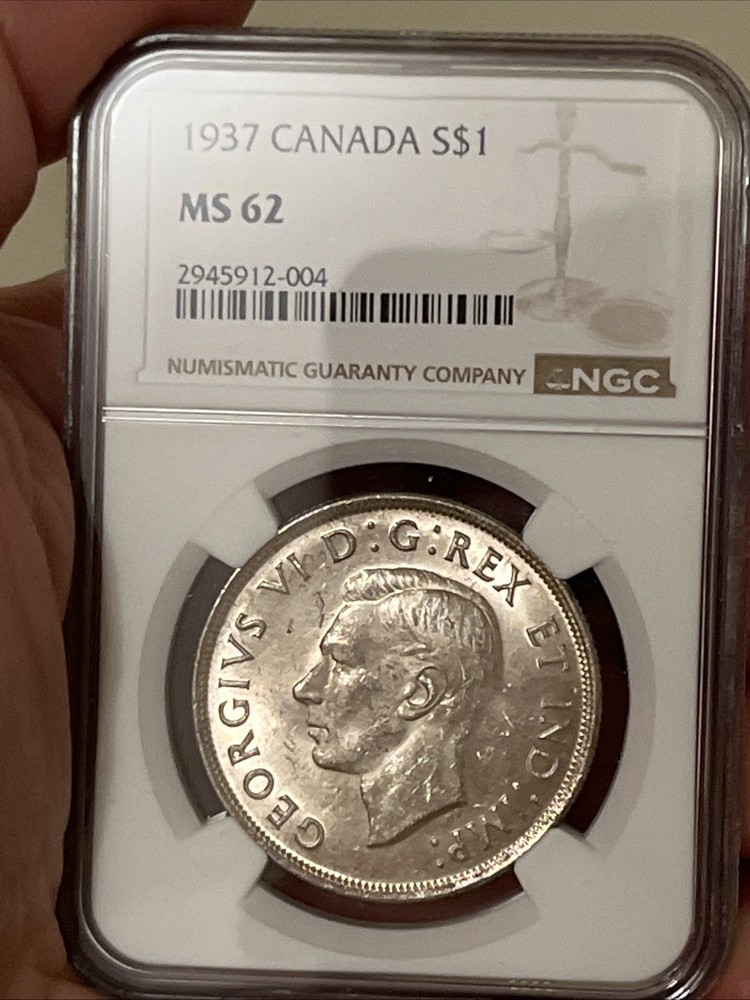 1937 Canada Silver Dollar $1 George VI Uncirculated NGC MS62