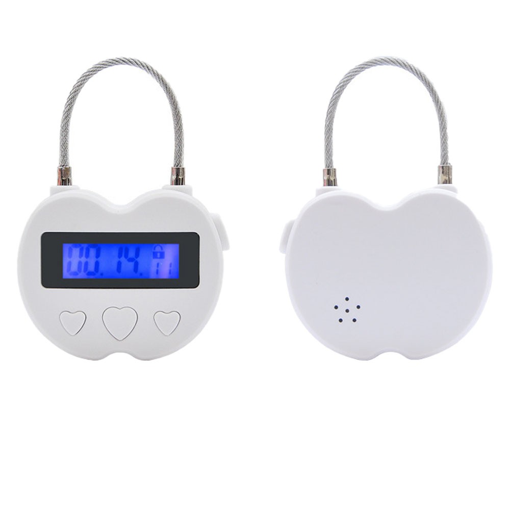 2x White USB Rechargeable Smart Time Lock LCD Display Temporary Timer Padlock