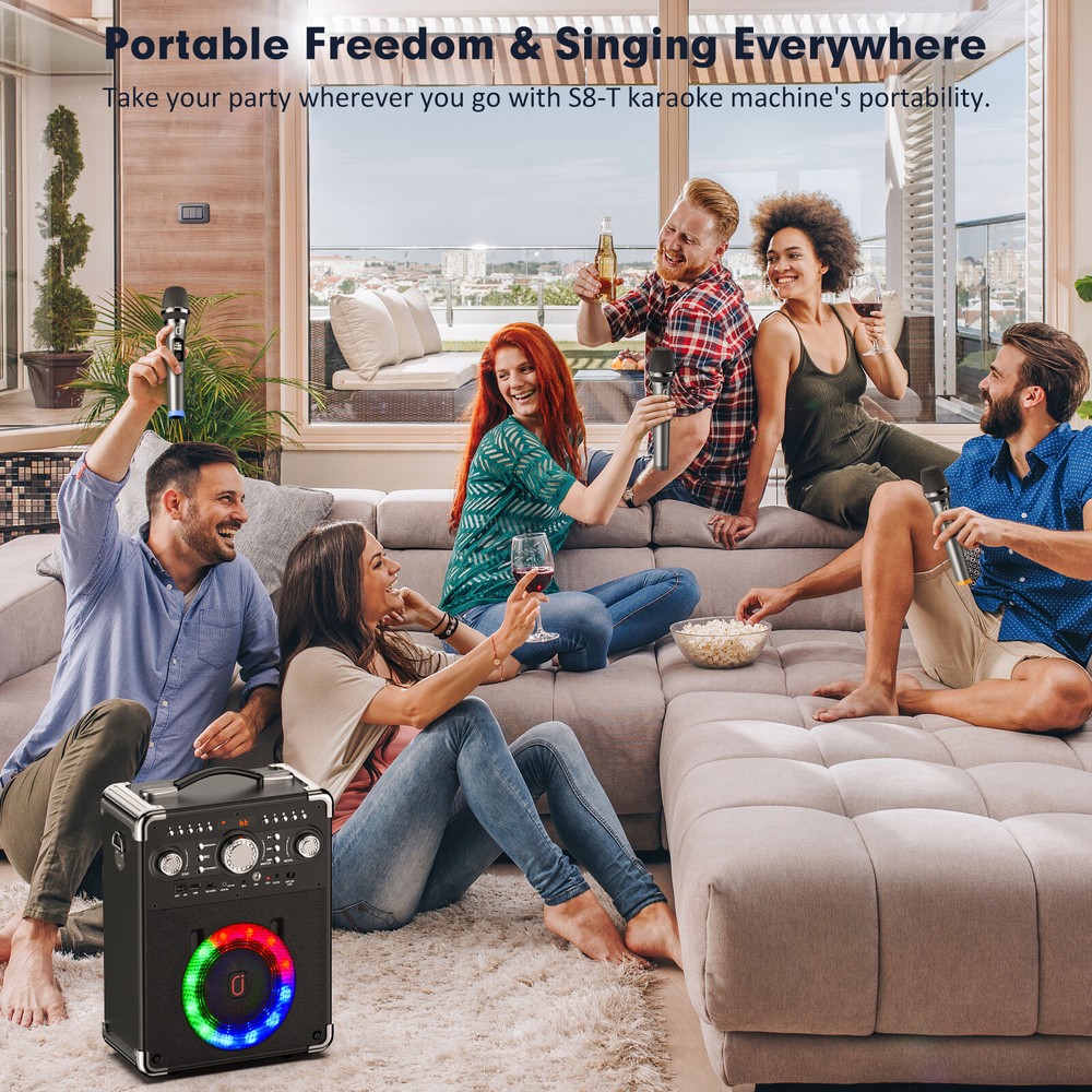 Home Karaoke Machine BT 5.0 +3 Wireless Microphone with Dynamic Lights +Remote
