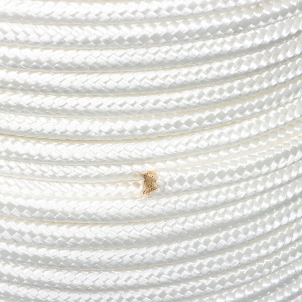 Multipurpose White Nylon Rope Sturdy Spool Solid Braid Knot Rope 3/8" × 500'