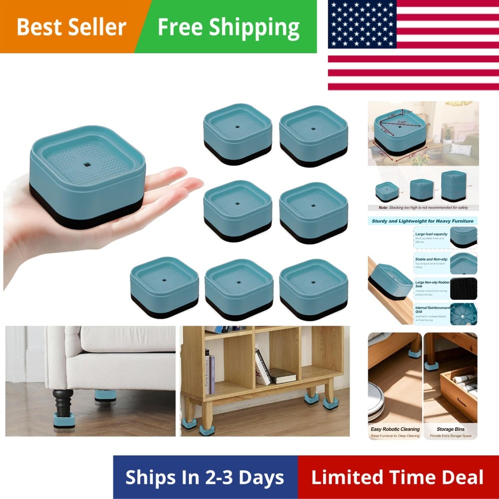 8 Pack Furniture Risers, Adjustable Bed Risers Heavy Duty Stackable Bed Raisers