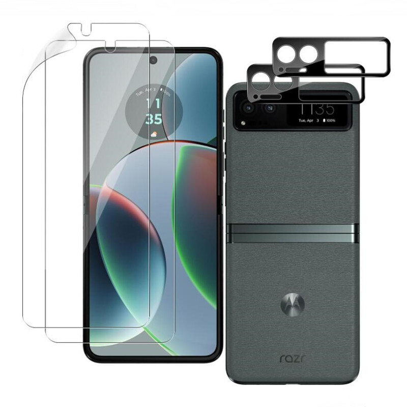 For Motorola Razr 2023 Clear Hydrogel Soft TPU Screen Protector+Camera Protector