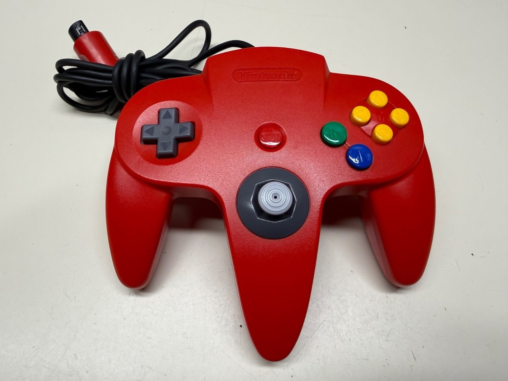 AUTHENTIC NINTENDO N64 WIRED CONTROLLER RED WORKING NICE GOOD STICK