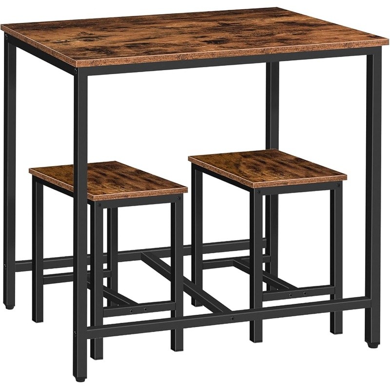 Space Saving Dining Table Set W/ Stools Industrial Design Easy Assembly New