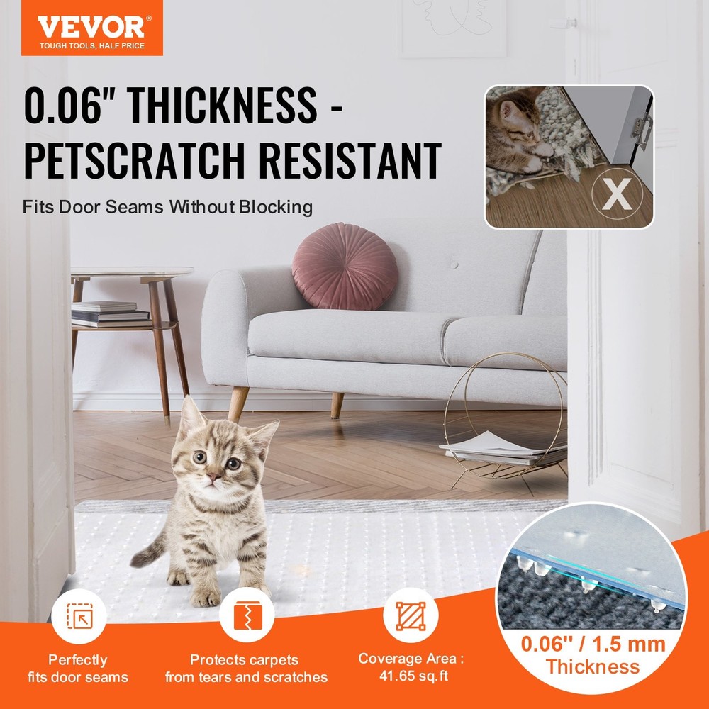 Carpet Protector for Pets 15" x 4' PVC Scratch-Proof Cat Carpet Protector