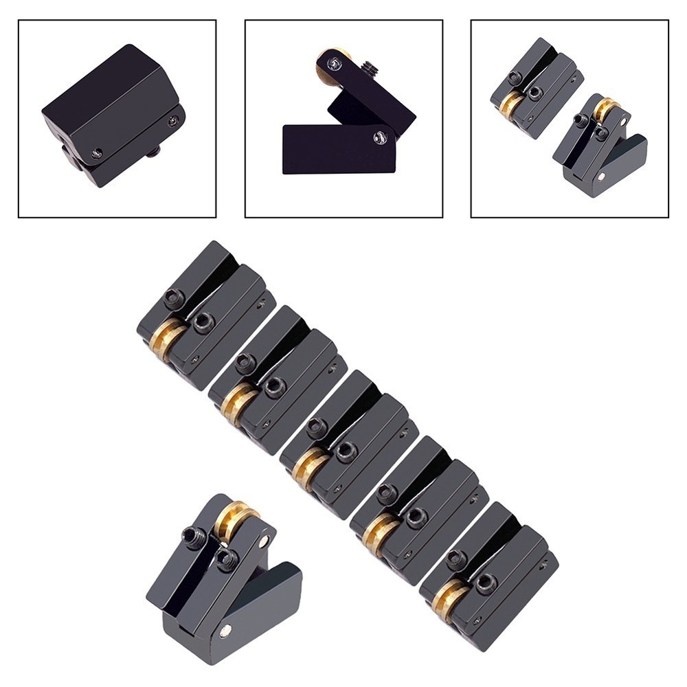 Black Fixed 6 String Guitar Bridge: Easy Install Roller Saddle for Electric