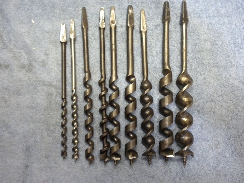 Vintage 9pc Sharp twist Auger bit set Work Ready
