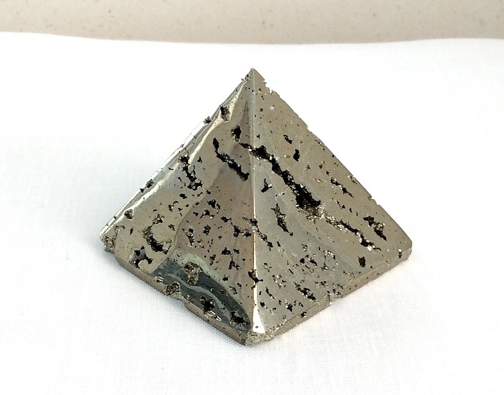 Polished PYRITE 2.2" PYRAMID from Peru Protection & Prosperity Stone Great Gift