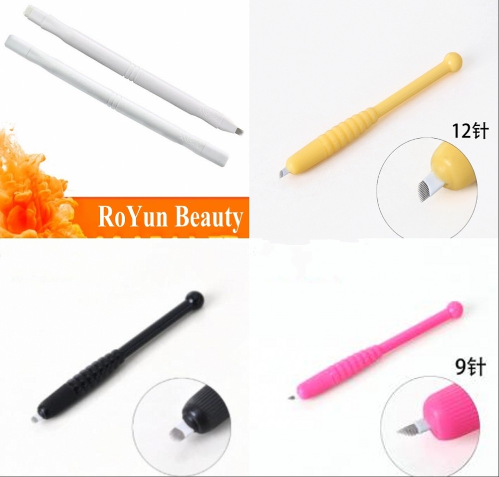 10 Pcs Disposable Permanent Makeup Tattoo Manual Microblading Blade Pen Machine