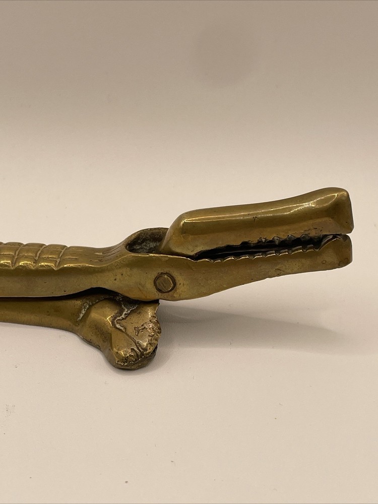 Solid Brass Alligator Crocodile Nutcracker Vintage