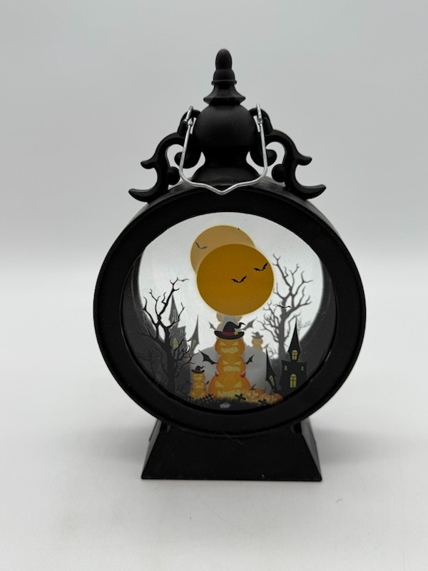 LED Halloween Lantern Black with Jack O'Lantern Design NIB