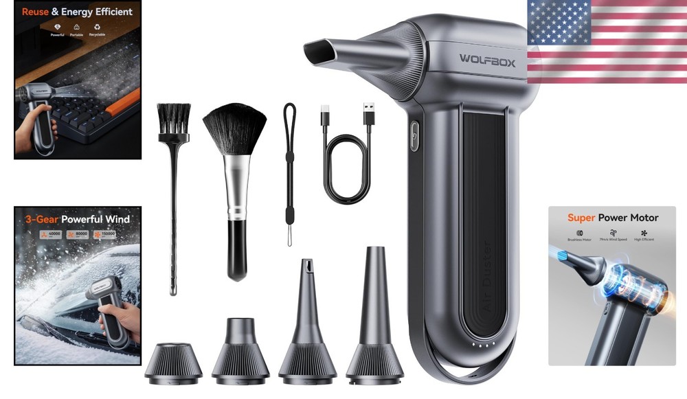 Ultimate Portable Electric Air Duster - 3-Speed Brushless Blower for Electronics