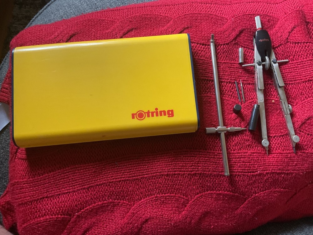 Rare Vintage Rotring Compass set Boxed West Germany (1 Piece Missing)
