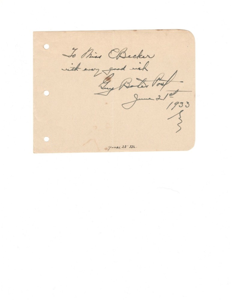 STAGE ACTOR GUY BATES POST AUTOGRAPH ON ALBUM PAGE