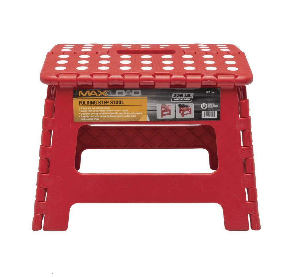 Type II Folding Plastic Step Stool 225 lb. Max Load Folds Flat with Carry Handle