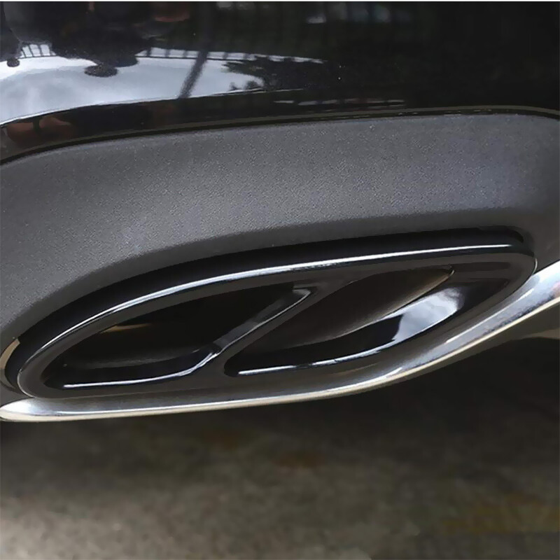 Black Steel Exhaust Tips For 2016-2023 Mercedes E-Class E300 E350 E400 E450 E550