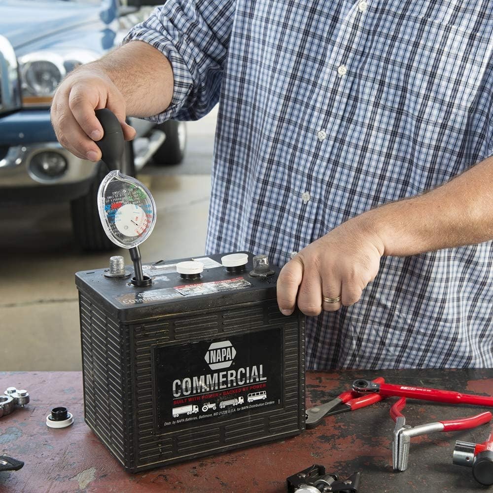 E-Z Red Battery Hydrometer: Rugged Compact Specific Gravity Tester for Mechanics