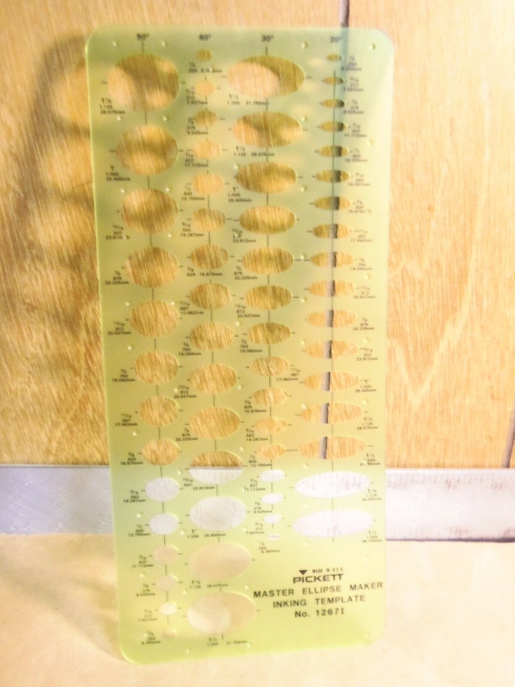 Pickett – Master Ellipse Drafting Template Stencil - P/N: 1267I (NOS)