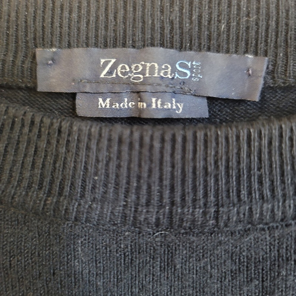 Zegna Sport Mens Black LS Pullover Viscose Poly Blend XL EUC