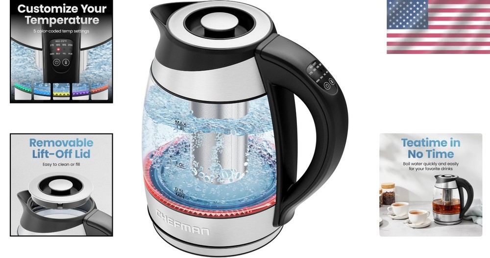 Cordless Electric Kettle, Variable Heat Settings