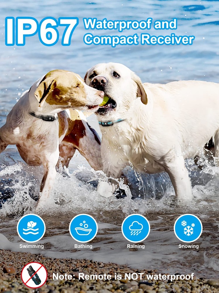 Dog Shock Collar for 2 Dogs, Waterproof Training Device with Remote Control