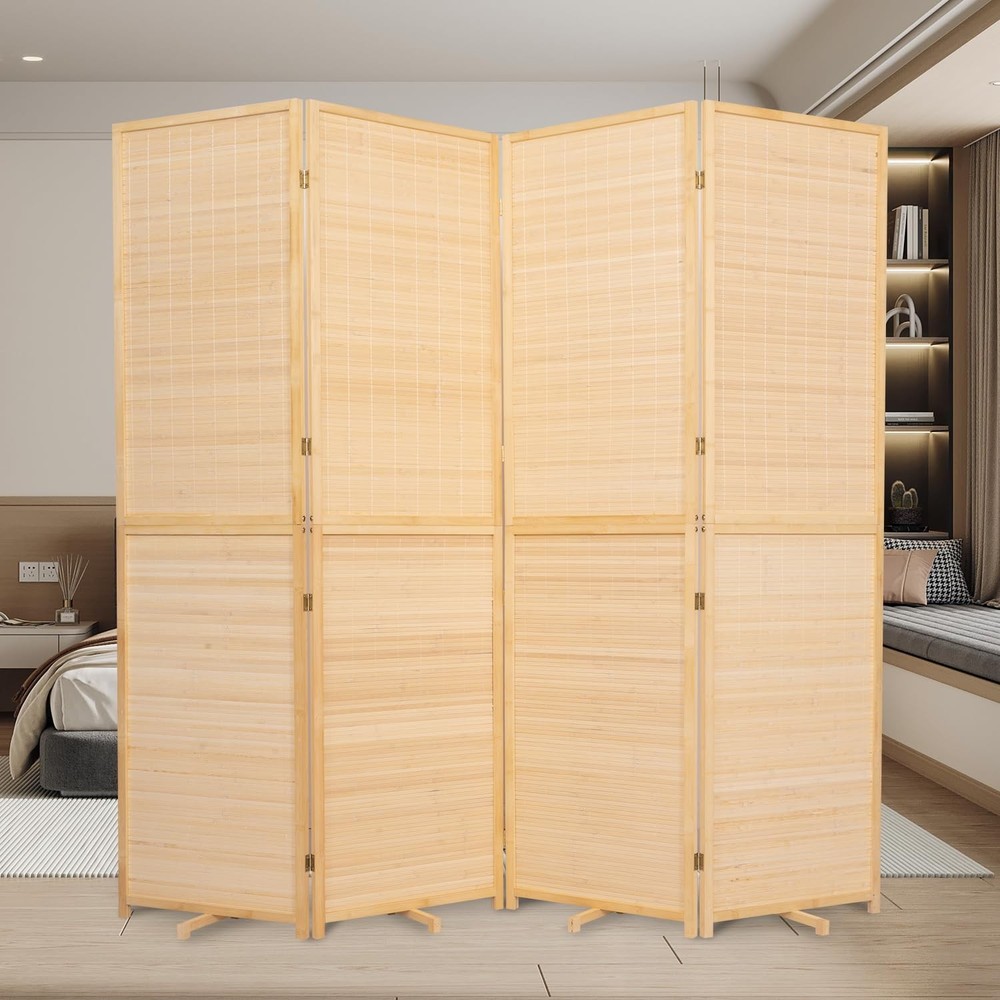 Bamboo Folding Room Divider Privacy Screen 4 Panel