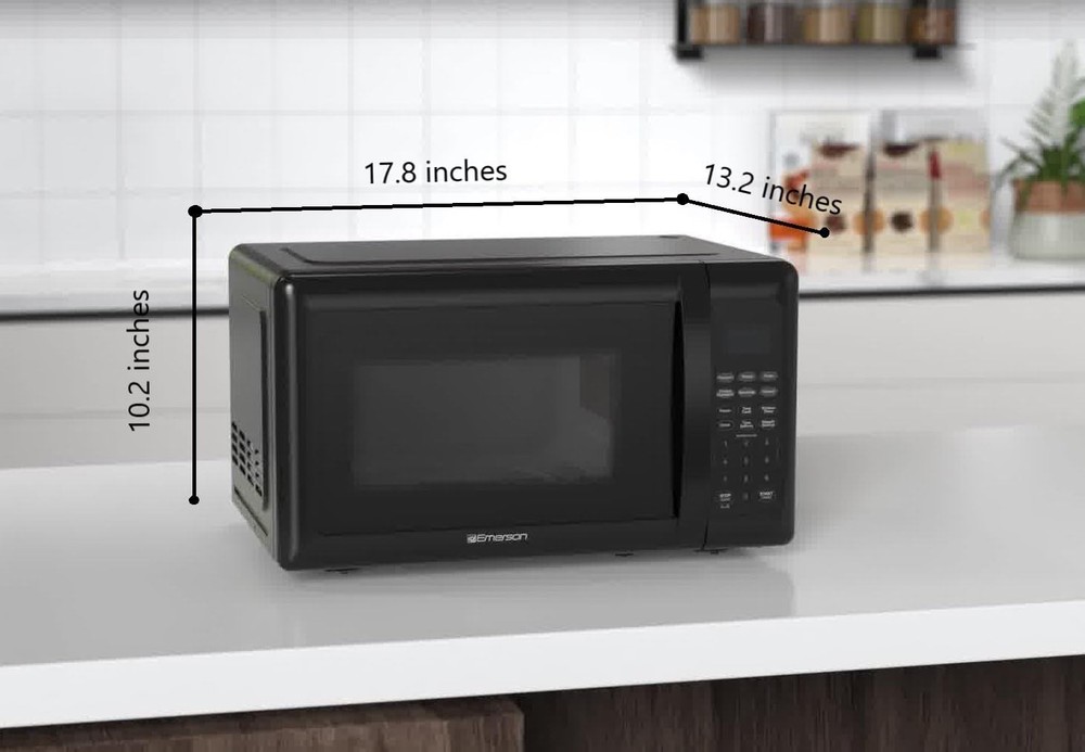 Emerson MW7302B Compact Countertop Microwave Oven with Touch Control, Black