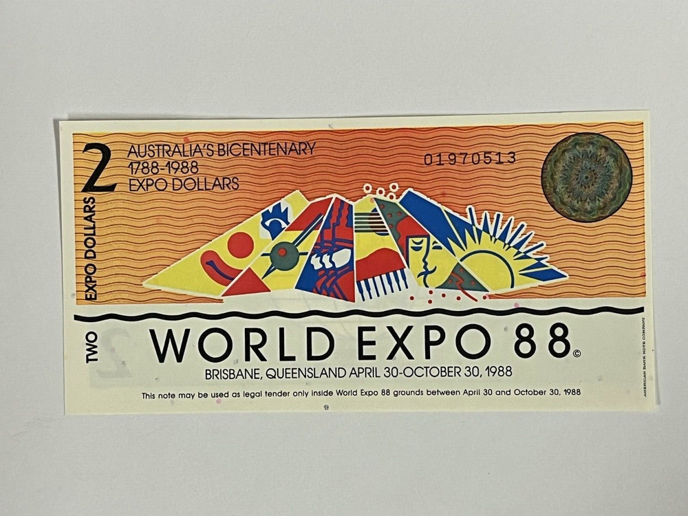 1988 Australia World Expo 2 Dollars Bicentenary Uncirculated Note