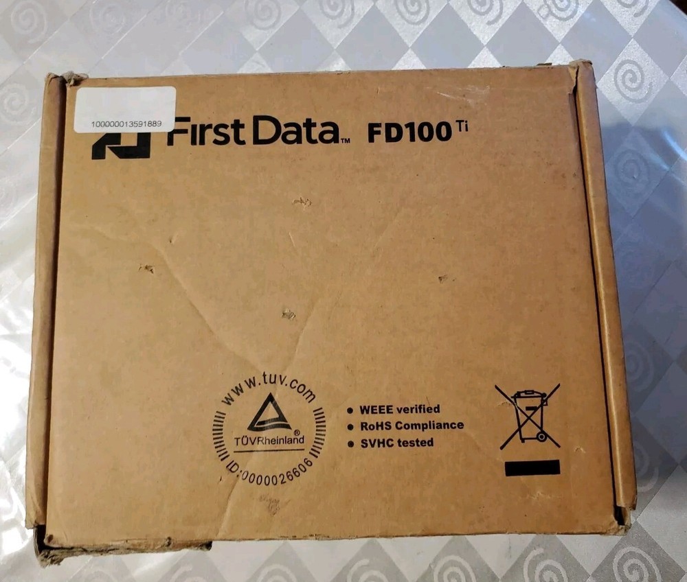 First Data FD100 Credit Card Terminal w/Power Adapter, Ethernet Cable Open Box