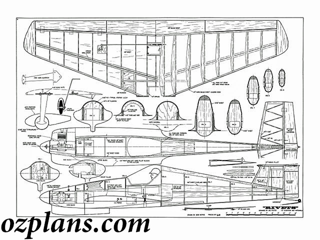 Rivets Scale Pylon Racer 46" WS RC MODEL AIRPLANE PLANS TEMPLATES PRINTED