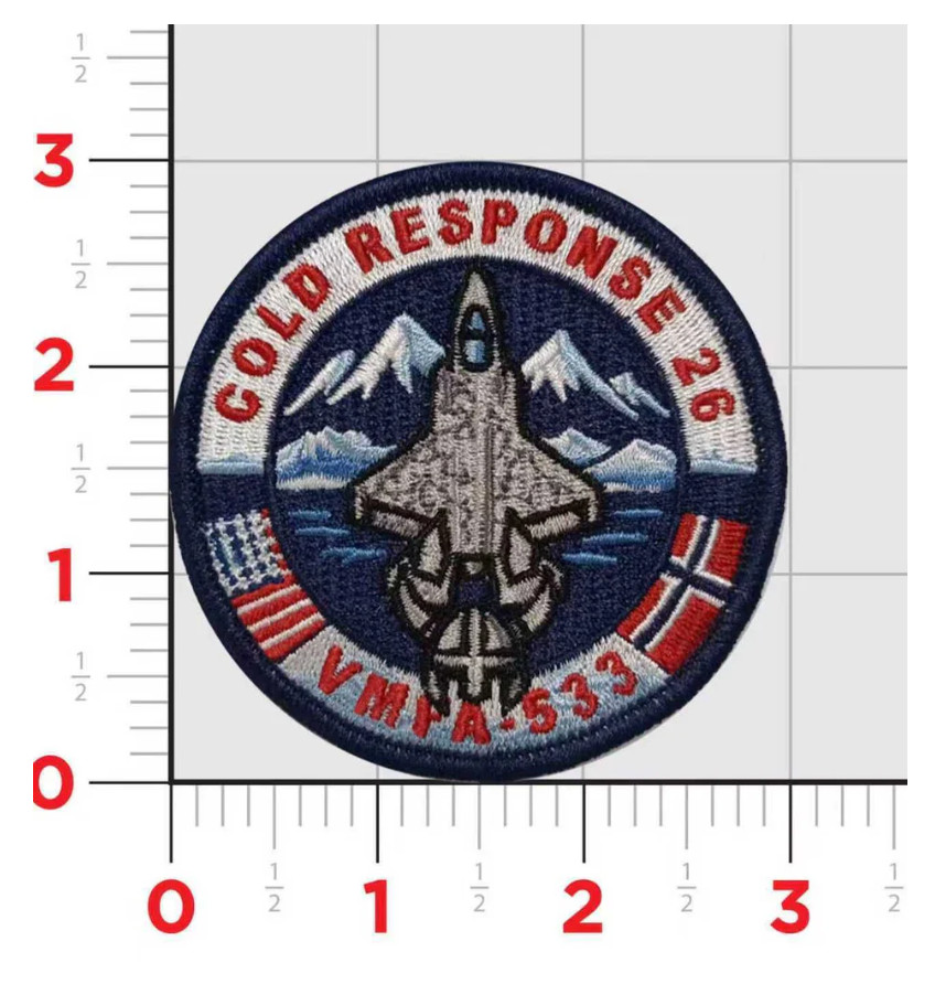 MARINE CORPS VMFA-533 COLD RESPONSE 2026 EMBROIDERED HOOK & LOOP PATCH